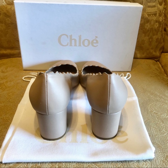 Chloe Lauren scallops heel pump 38.5 8 nude beige - Picture 3 of 8